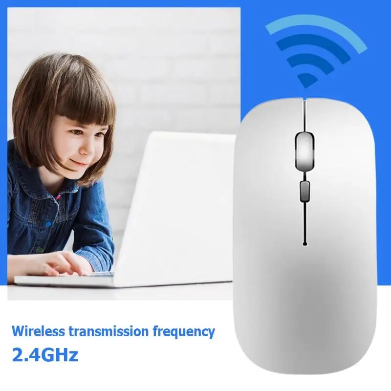 Портативная 2,4G USB Беспроводная мышь Бесшумная ультратонкая оптическая перезаряжаемая 1000 dpi Встроенная 400мА заряжаемая литиевая батарея