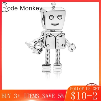 

CodeMonkey 2020 New Little Robot Beads Fit Original Design Bracelet 925 Sterling Silver Charm Making DIY Jewelry Gift CMC016
