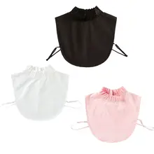 Женский плиссированный свитер с оборками и воротником-стойкой, пуловер из хлопка, полурубашка, топы