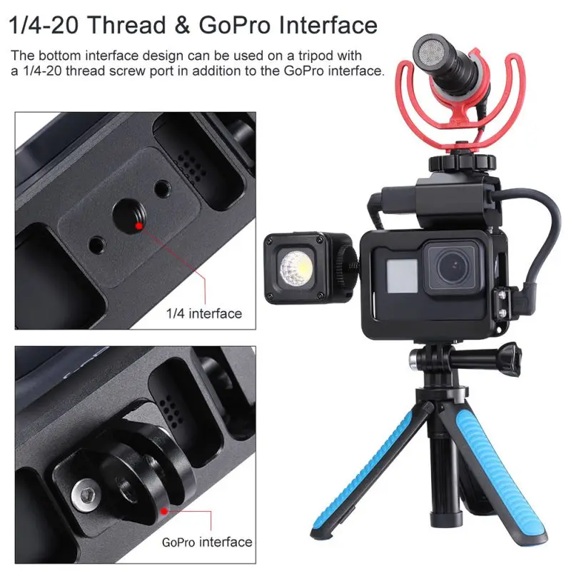 V3 Pro Metal Vlog Camera Cage Suitable For Gopro7 Practical Camera Cage With Dual Cold Shoe Design Microphone Adapter Mic Cable
