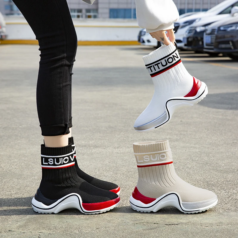 2021 Breathable Ankle Boot Women Socks Shoes Female Sneakers Casual Brand  Designer Platform Shoes Zapatillas Mujer Soft Sole - AliExpress