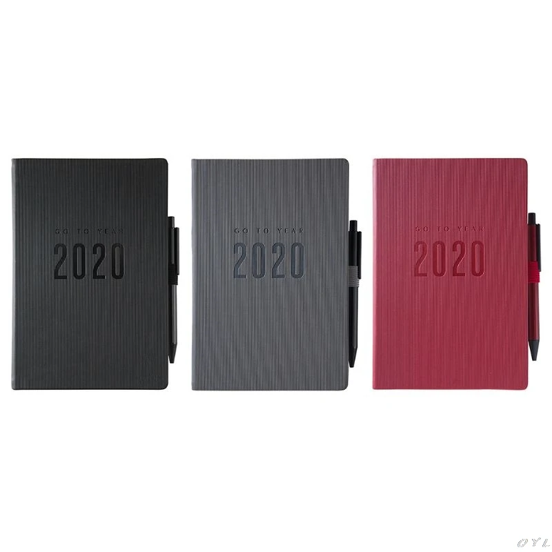 

Agenda 2020 Planner Organizer A5 Daily Weekly Notebook Manual Travel Notepad Pen l29k Faux Leather