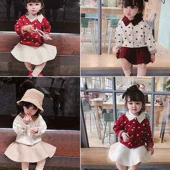 

2019 Autumn Girls Set Long-sleeved Knitwear Set Toddler Baby Girls Sweater Skirt Outfit Clothes Set RT646