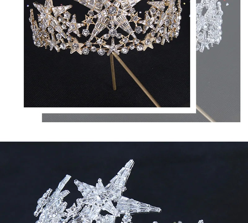 Star Crown Headpiece Bridal Tiara With Stars Baroque Headband Wedding Hair Accessories Hair Jewelry Crystal Tiaras and Crowns