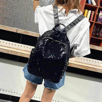 

Women's Sequined Women's New Soft Leather Casual Fashion Capacity Student Bag