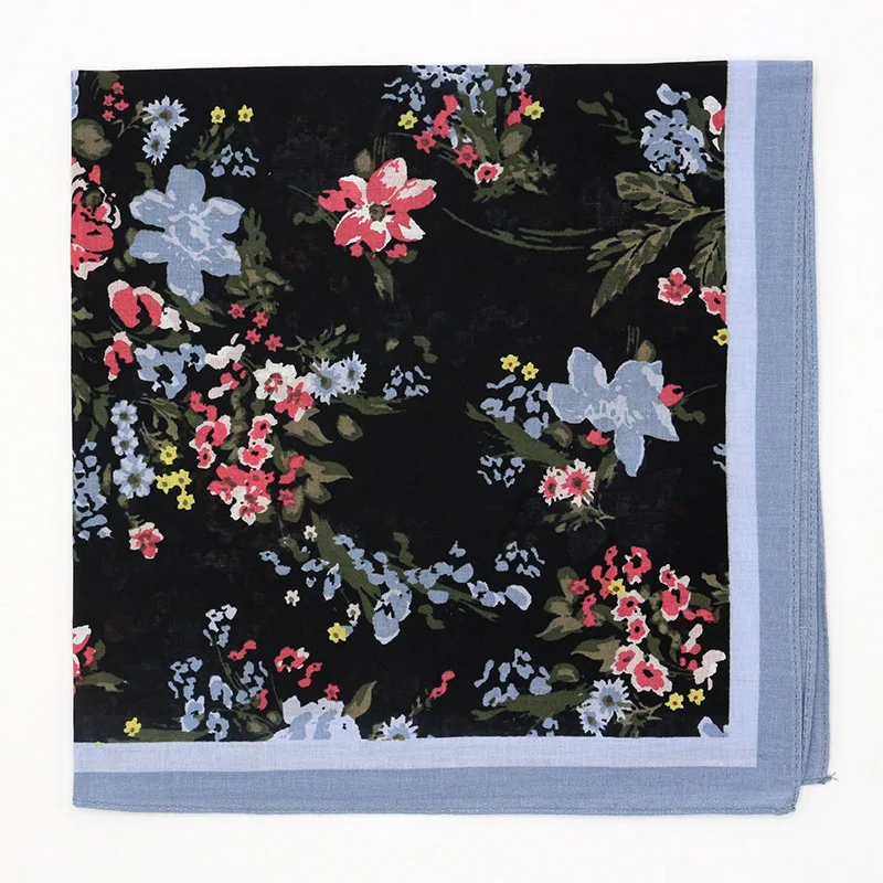 Printed Plant Flower Leaf Bandanas Cotton Square Scarf For Ladies Spring Summer Headband Neckerchief Headwear Hairband paul smith scarves