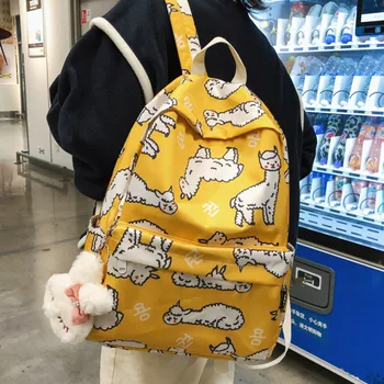 

2020 High Quality Canva Women Pendant Backpack Female Cute Cartoon Schoolbag For Teenage Girls Travel Backpack Book Bag Mochilas