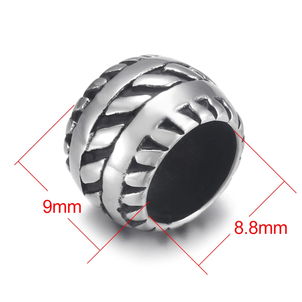 Hole 8.8mm Бусины Из Нержавеющей Стали точечный цилиндр с большим отверстием бусина ползунки подходят 8 мм кожаный шнур браслет разделитель для изготовления ювелирных изделий "сделай сам" поставки - Цвет: Hole 8.8mm