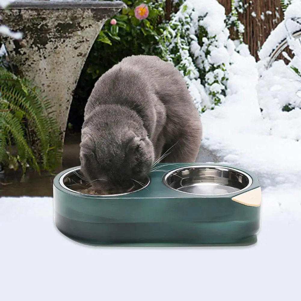 Миска для кошек, кормушка для домашних животных, миска для еды и воды из нержавеющей стали, нагревающая и охлаждающая миска для маленьких средних и больших кошек и собак