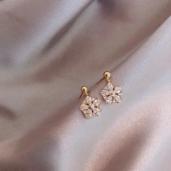 

925 Silver High Grade Light Luxury Zircon Earring Autumn And Winter CHIC GIRL'S by Age Ear Stud South Korea Hipster Earrings Fas