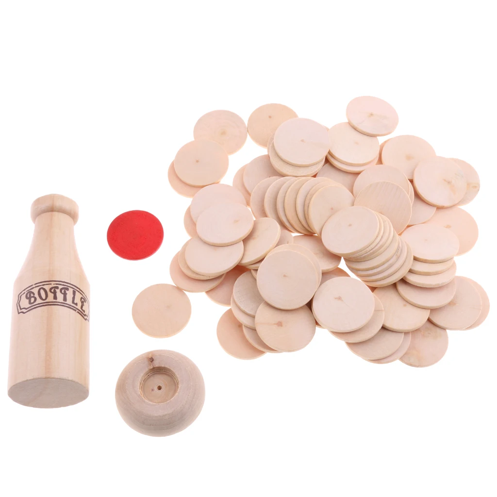 Kids' Children's Fun Board Game Match - Pile Up Wooden Cakes Above Bottle
