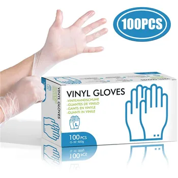 

PVC Disposable Gloves 100 pcs Comfortable Exam Gloves for Food Safe/Household Cleaning/Sanitary or Mechanic Tasks Large White
