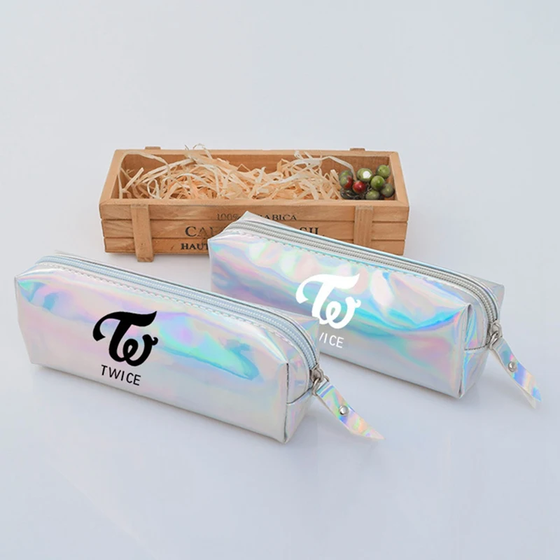 Дважды красочный лазер прозрачный пенал для карандаша, ручки GOT7 Черный Розовый Модный Косметический макияж сумка Карандаш сумка, школьные принадлежности