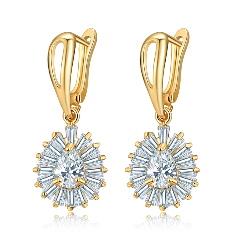 News Wedding party Jewelry Shining cubic Zircon high quality gold filled hoop earrings for women Anti-allergy |