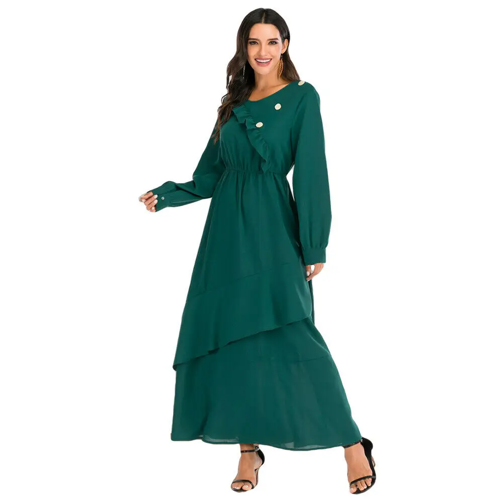 Abaya, кафтан, женское платье с длинным рукавом, гофрированное, макси, мусульманское, вечерние, коктейльное платье, джилбаб, халат, модное, необычное, длинное платье, повседневный Халат
