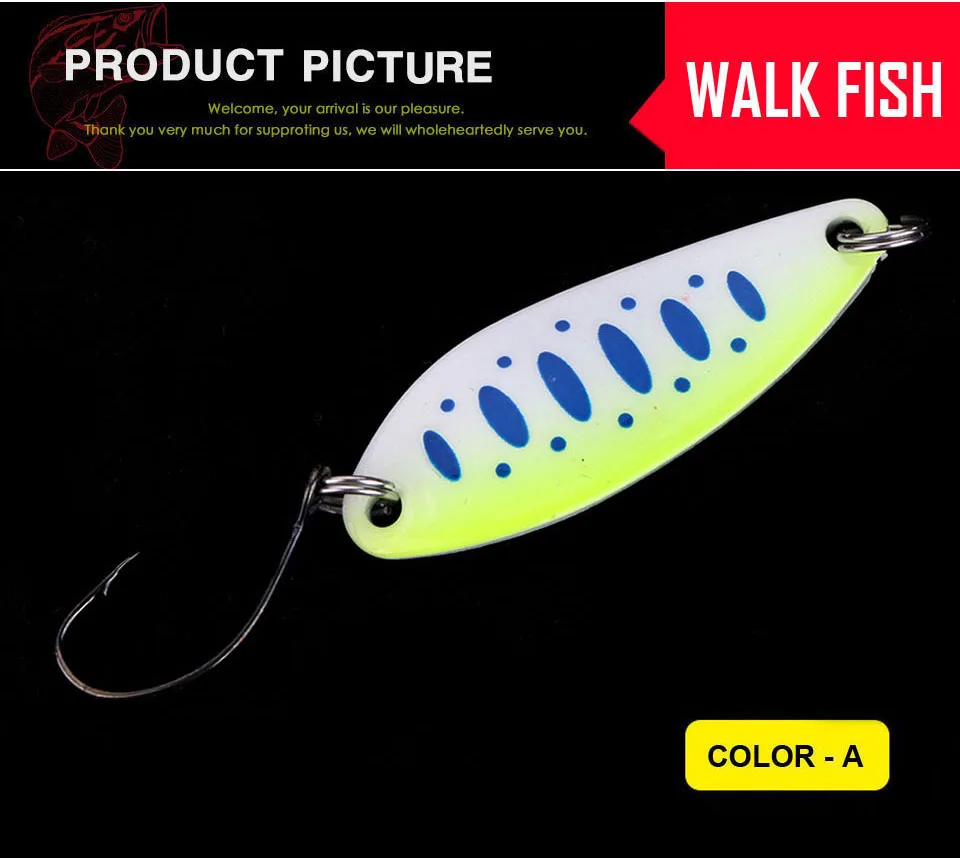WALK FISH, 5 шт./лот, рыболовные ложки, приманки для форели, 5,3 г, 4 см, металлические Литые джиг-приманки с одним крюком, рыболовные приманки, рыбалка