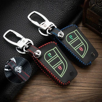 

Leather Remote Car Keychain Key Cover Case For Toyota Camry CHR Prius Corolla RAV4 Prado Remote 2/3 button keyless Accessorise