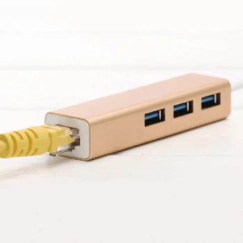 

USB 3.1 Type C (USB-C) to RJ45 Gigabit Ethernet LAN Network Adapter 3.0USB HUB Golden