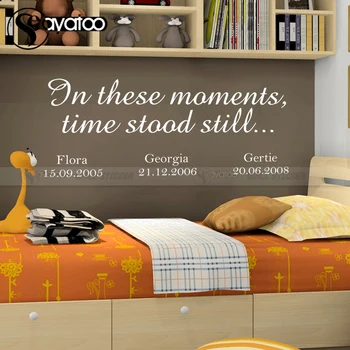 

In These Moments Time Stood Still Wall Sticker Custom Name Wall Decal Family Quote Stickers Bedroom Home Decor 45x100cm