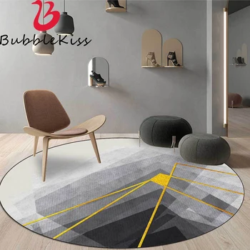 

Bubble Kiss Nordic Style Modern Abstract Round Carpet Gray Gold Area Rug For Living Room Polyester Rugs For Bedroom Floor Carpet
