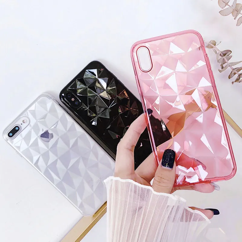 Роскошный прозрачный мягкий чехол из ТПУ с 3D бриллиантами для iPhone 5 5S 6 6S 7 8 Plus X