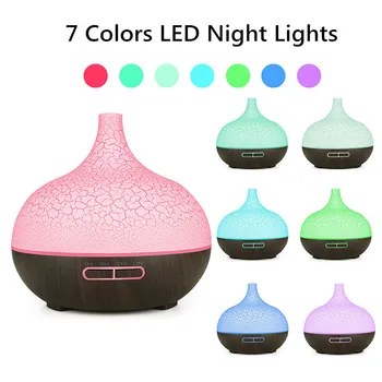 

400ml Beautiful Wood Grain Aroma Diffuser Ultrasonic Air Humdifier with 7 Colors LED Lights Timing Mist Maker Home Air Purifier