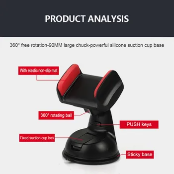 

Car Suction Base Phone Holder Adjustable 360 Degree Rotation For Windshield Dashboard Mount Universal Cell Phone Stand