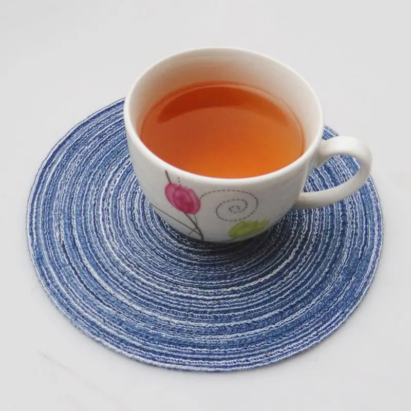 2 шт семейный коврик из рами, изоляционный коврик, круглый коврик, кухонные аксессуары, декоративный коврик для дома(бежевый и синий