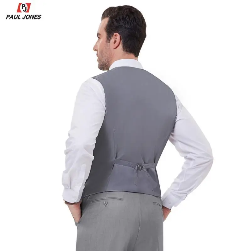 PAUL JONES мужской деловой костюм жилеты Slim Fit 3 кнопки короткое пальто в формальном стиле стильный костюм с v-образным вырезом жилет свадебное платье жилет PJAD1064