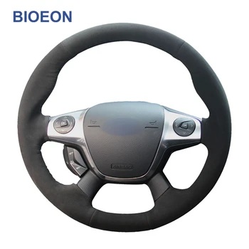 

Hand Sewing Black Synthetic Suede Car Steering Wheel Covers for Ford Focus C-Max (Grand C-Max) Kuga 2010-2013 2014 2015 2016