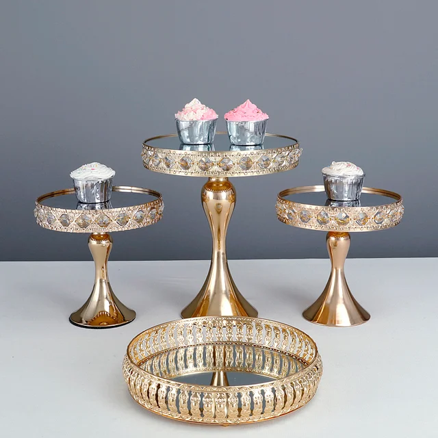Arany Tükör Tálca Európai Stílusú Ékszertároló Esküvői Desszert Asztalkészlet Dekoráció Hideg Étkezés Gyümölcs - Image 4