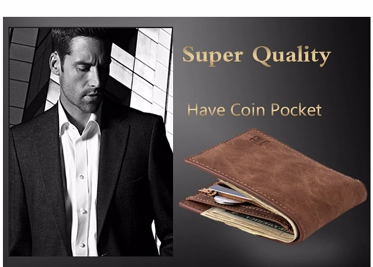 New Men Wallets Small Money Purses Wallets New Design Dollar Price Top Men Thin Wallet With Coin Bag Zipper Wallet L027