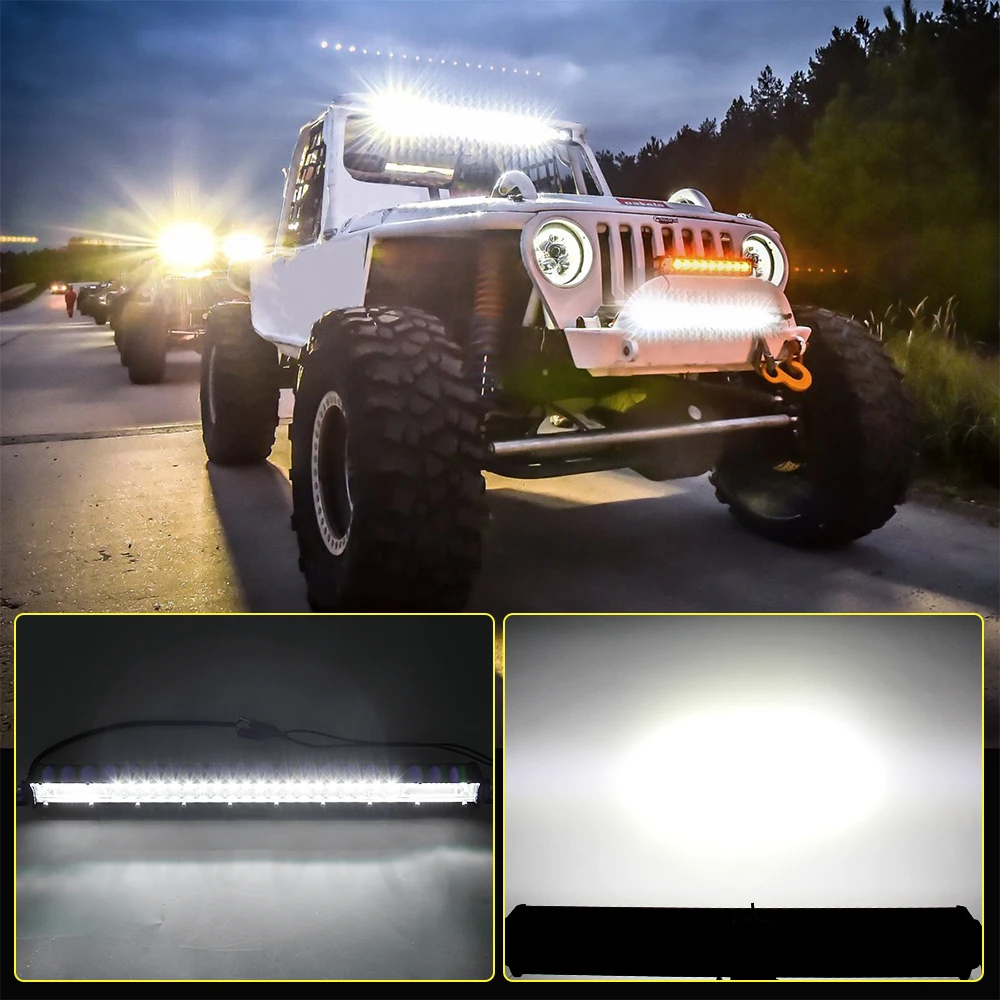  Willpower 20 inch LED Light Bar, 4200 lumens, 12-30V, IP67  Waterproof, Adjustable Mounting Brackets, Wide Application : Automotive