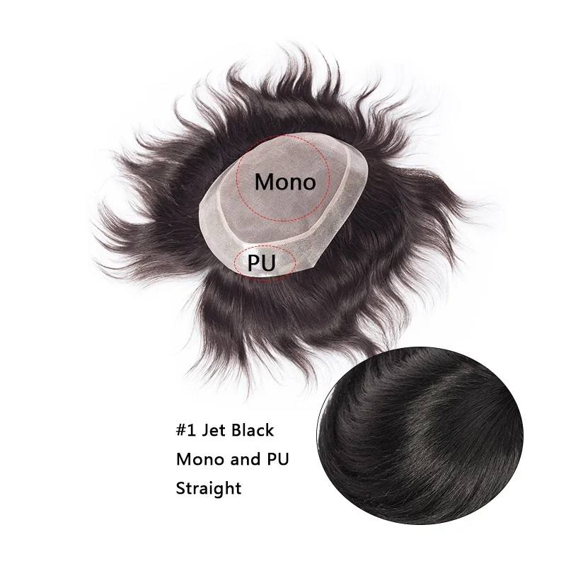 SEGO " x 8" не Реми прочный шиньон мужской парик моно и ПУ заменить мужчин t система индийские волосы человеческие волосы Цвет 1B#1#2 - Парик Цвет: 1 Jet Black