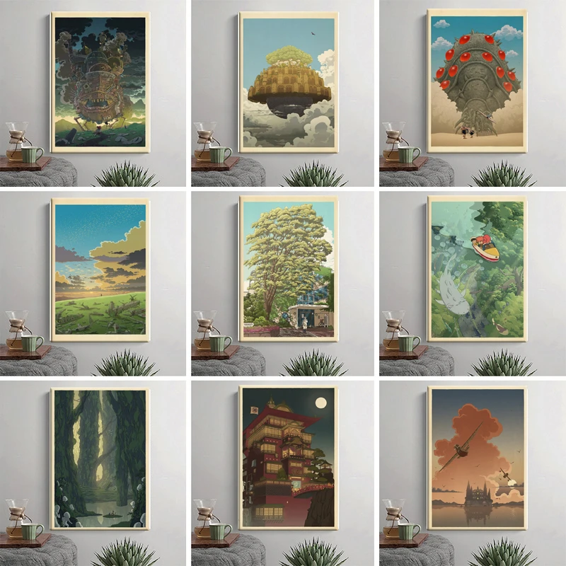 ハヤオ ジブリ 宮崎駿のスタジオプリンセス ポスター 油絵 キャンバスウォールアート 家の装飾を刺激しました 絵画 書道 Aliexpress