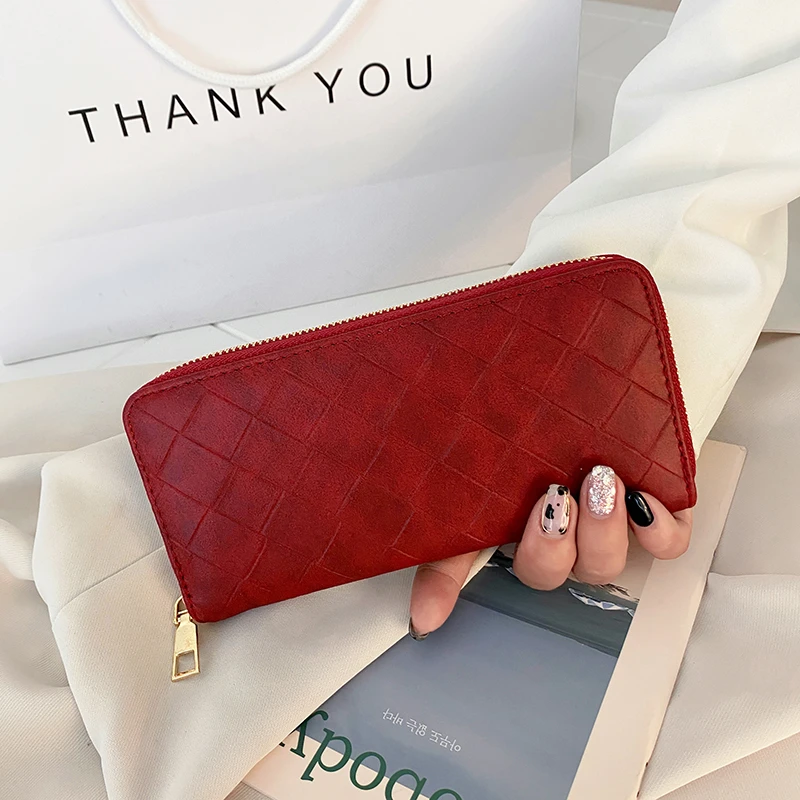 Long Wallet Women Purses Plaid Fashion Coin Purse Card Holder Wallets Female High Quality Clutch Money Bag PU Leather Wallet 4