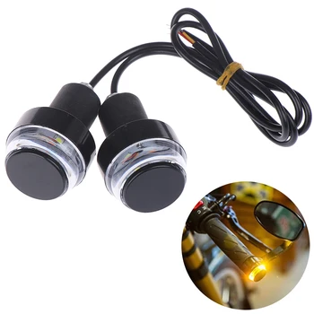 

2PCS Motorcycle LED Handlebar End Turn Signal Light DC 12V White Yellow Flasher Handle Grip Bar Blinker Side Marker Lamp