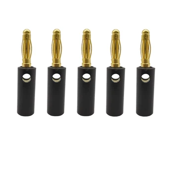

100pcs 4mm black Banana Audio Speaker Screw Plugs 4mm banana plug cable Connectors Gold Plated loudspeaker Lantern type plug
