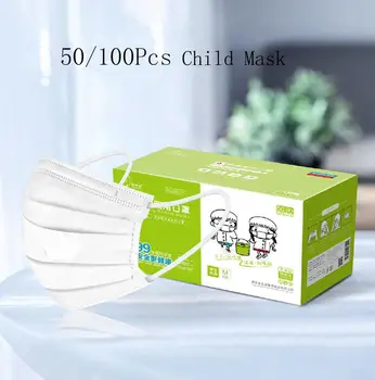 

Child Disposable Mask Meltblown Cloth Fabric 3 Layer Protective Face Mouth Mask Dust Earloop Personal Facial Mask With Box