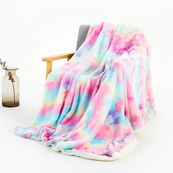 

New Shaggy Rainbow Quilt Throw Blanket Soft Long Plush Bed Cover Blanket Fluffy Faux Fur Bedspread Blankets for Beds Couch Sofa