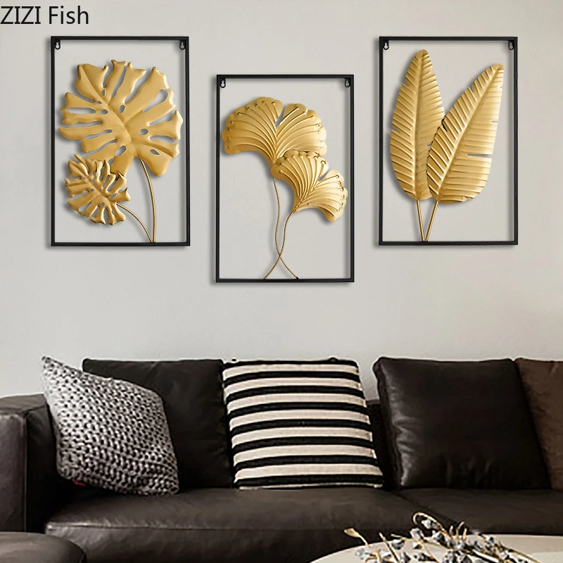 Simplicity Plant Tree Leaf Wall Decoration Hanging Ornaments Pure Copper Feather Backdrop Display American Rustic Home Decor