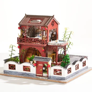 

DIY Doll House Diy Miniature Furniture Wooden Dollhouse with led lights assembly kits home decoration Christmas birthday gifts