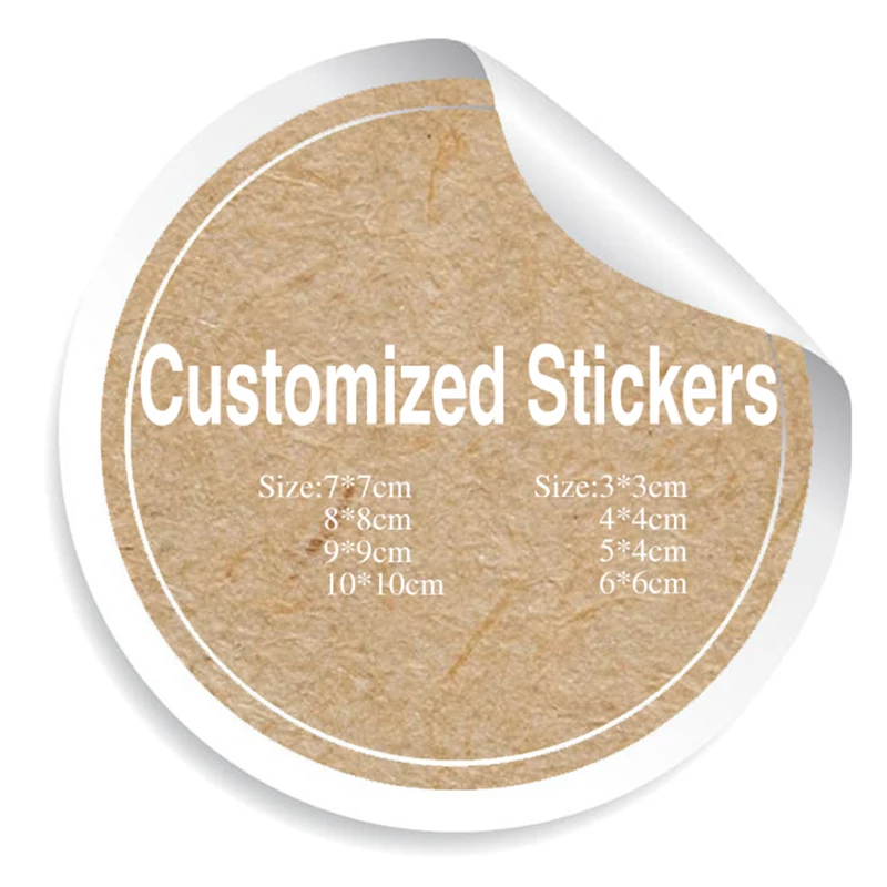 

Kraft Custom Logo Sticker Personalized Name Round Circle Wedding Gift Stickers Aesthetics Self-adhesive Stickers 100pcs 3-10cm
