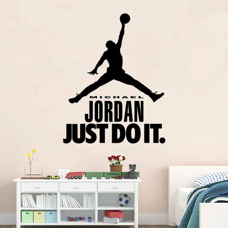 Стиль Air Jordan настенные наклейки для мальчиков в спальню декоративные наклейки персонализированные и креативные водостойкая клейкая бумага слово