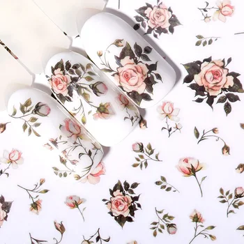 

1 Sheet 3D Nail Sticker Colorful Rose Flower Mixed Pattern Self-Adhesive Nail Transfer Decals Nail Art DIY Design Decoration