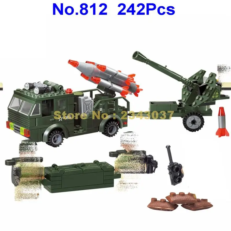 

812 242pcs military series rocket launcher missile truck enlighten building block Toy