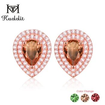 

Kuololit 585 Rose Gold Plated Diaspore Gemstone Stud Earrings for Women Solid 925 Sterling Silver Jewelry Zultanite Promise Fine