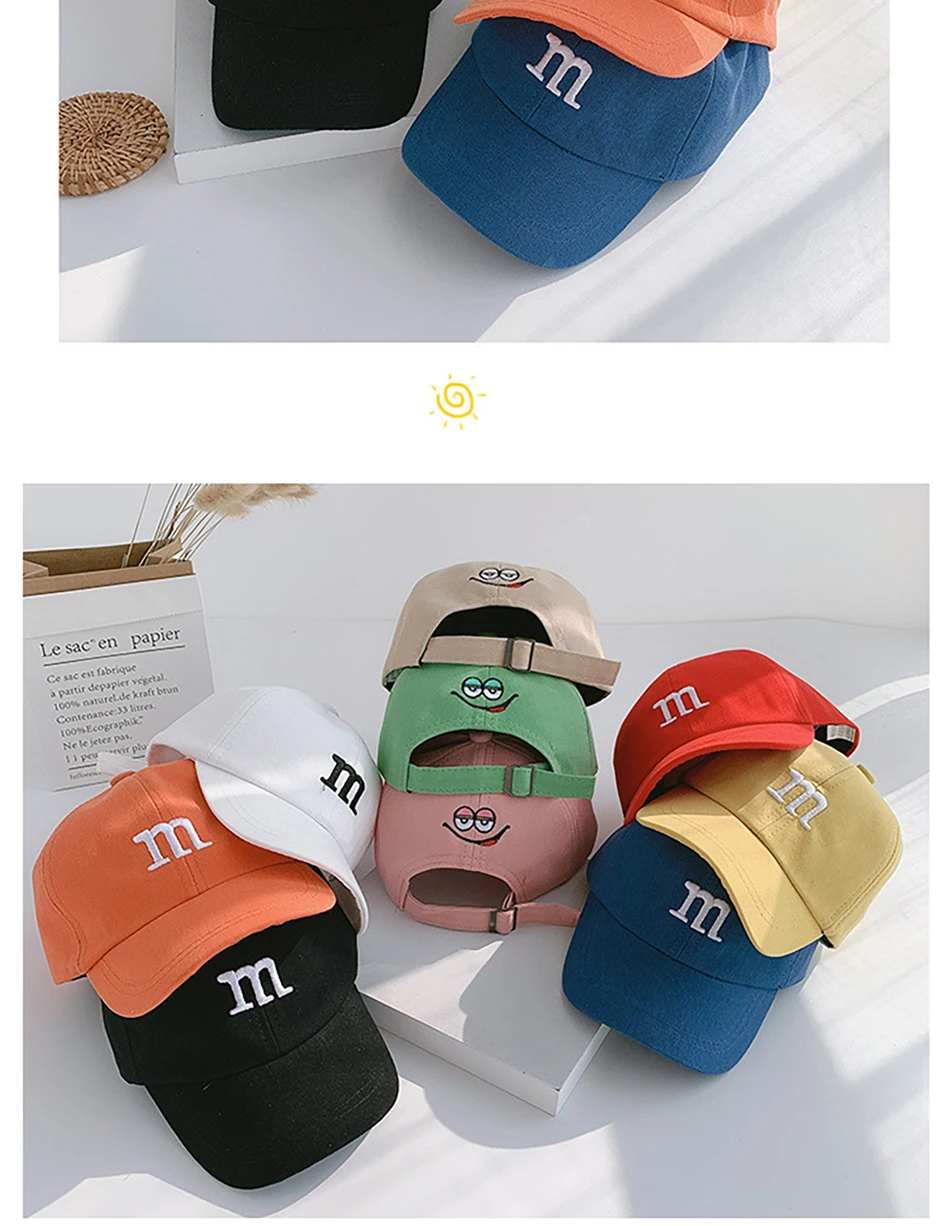 baby accessories basket Autumn Winter warm Baseball cap children's hat For lovely baby cotton breathable kids hats Girl Boy caps M Letter Embroidered baby accessories carry bag	