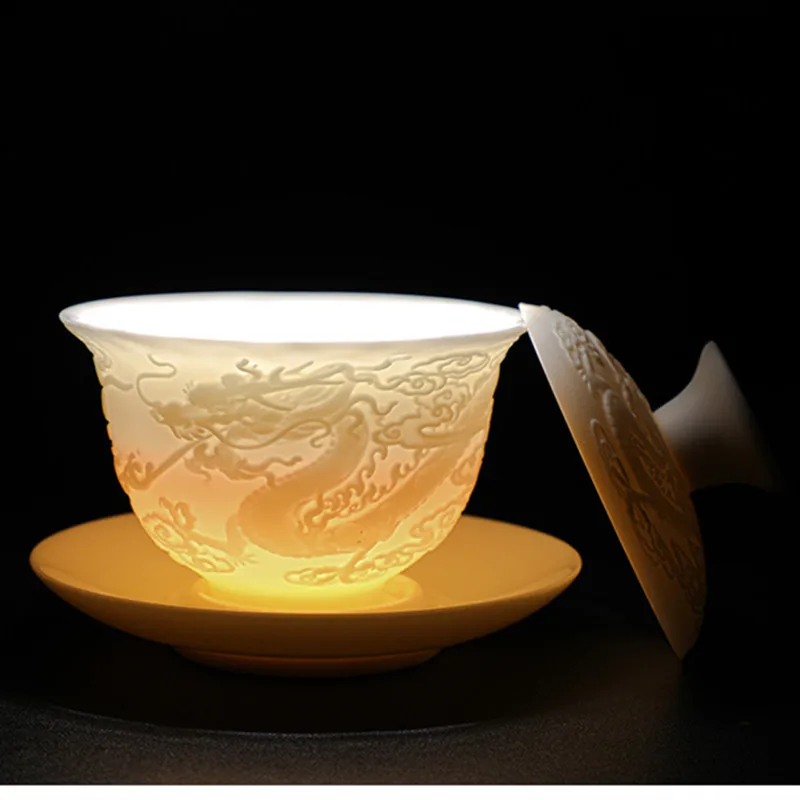 Чаша для чая Dragon Gaiwan фарфоровая чашка с Фениксом и благоприятным - Цена: 1 489,17 - 1 568,64 руб.