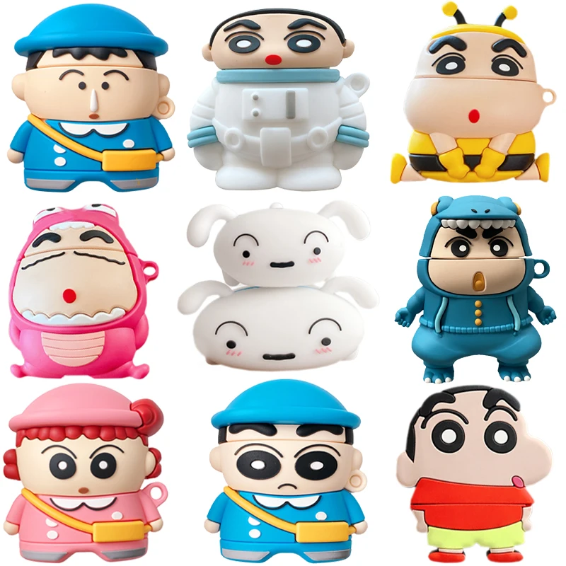 Kawaii Мультфильм Crayon Shin-chan Airpods чехол Bluetooth Гарнитура 3D силиконовый защитный